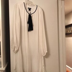 DKNY white sheer flowy pleated dress XXL 2X NWOT